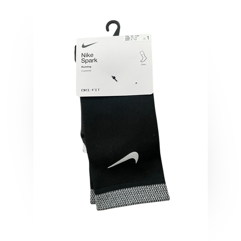 Nike Spark Cushioned Crew Black Run Socks CU7200 010 W 7.5-9 Men’s 6-7.5 NWT